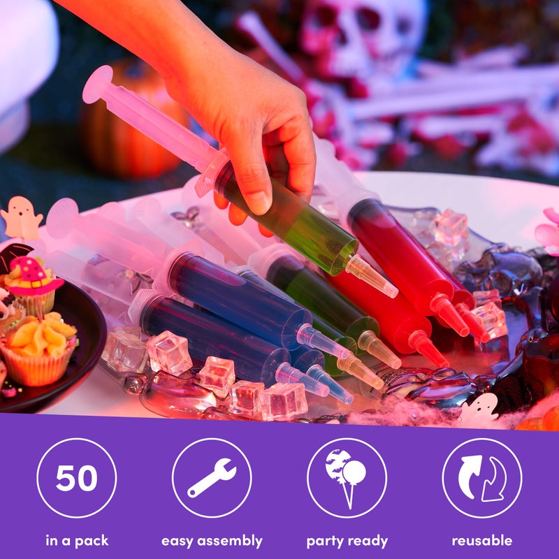 THE TWIDDLERS 50 Large Reusable Novelty Jello Shot Syringes with Caps for Parties, 2oz - Sturdy & BPA Free - Image 4
